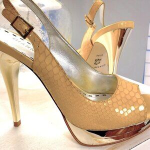Gianni Bini 6 1/2 Yellow Peep Toe Heels
